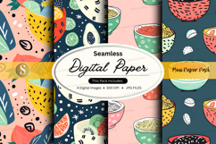 Seamless digital paper pack with fruit patterns and textures Product Image 1