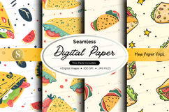 Seamless digital paper pack with tropical patterns and food Product Image 1