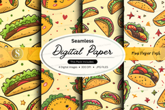 Seamless taco digital paper pattern background vector Product Image 1