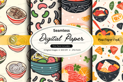 Seamless digital paper pack with food patterns and textures Product Image 1