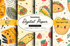 Seamless digital paper pack with cute food and fruit pattern Product Image 1