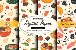 Seamless digital paper pack with tropical fruits and botanic Product Image 1
