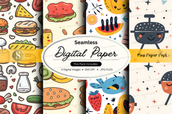 Seamless digital paper pack with food and summer icons Product Image 1