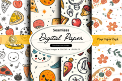 Seamless digital paper pack with food and floral patterns Product Image 1