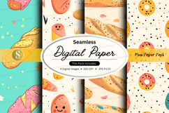Seamless digital paper pack with donuts and pastel patterns Product Image 1