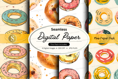 Seamless donut digital paper background pattern pastel Product Image 1