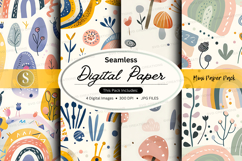 Seamless digital paper pack floral watercolor textures backg Product Image 1
