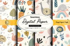 Seamless digital paper pack with floral watercolor textures Product Image 1