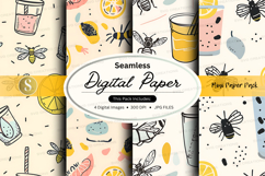 Seamless digital paper pack with insects and citrus Product Image 1