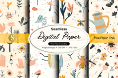 Seamless digital paper pack floral watercolor textures backg Product Image 1