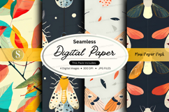Seamless digital paper textures with butterflies and floral Product Image 1