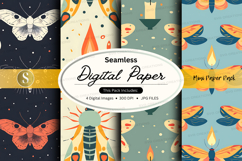 Seamless digital paper pack with butterflies and fire motifs Product Image 1