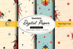 Seamless digital paper pack with floral and insect patterns Product Image 1