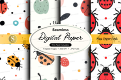 Seamless ladybug digital paper pack background design Product Image 1
