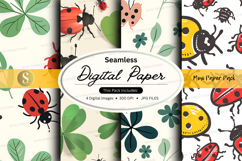 Seamless ladybug digital paper pack background Product Image 1