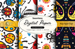 Seamless digital paper pack colorful retro patterns design Product Image 1