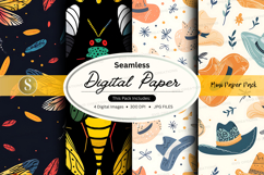 Seamless digital paper textures pack with floral and space p Product Image 1