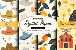 Seamless digital paper pack autumn farmhouse floral textures Product Image 1