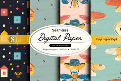 Seamless digital paper pack with geometric and fruit pattern Product Image 1