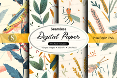 Seamless digital paper pack floral vintage background textur Product Image 1