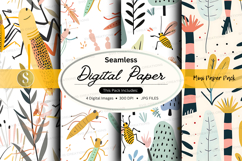 Seamless digital paper textures with bees and floral pattern Product Image 1