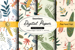 Seamless tropical digital paper pack floral patterns backgro Product Image 1