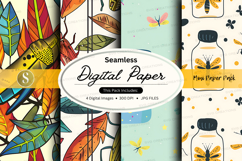Seamless digital paper pack with floral textures and pattern Product Image 1