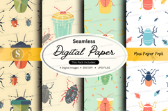Seamless digital paper pack with insects and bugs patterns Product Image 1