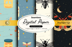 Seamless digital paper textures with insects and space backg Product Image 1