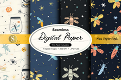 Seamless digital paper pack with flying insects and floral e Product Image 1