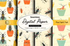 Seamless insect digital paper pattern vector background Product Image 1