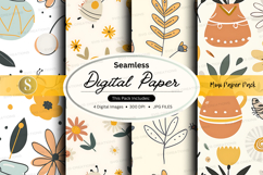 Seamless digital paper pack floral autumn textures backgroun Product Image 1