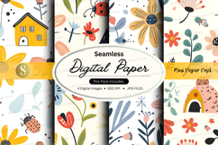 Seamless floral digital paper pack with cottagecore patterns Product Image 1