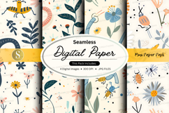Seamless floral digital paper pack vintage pastel design Product Image 1