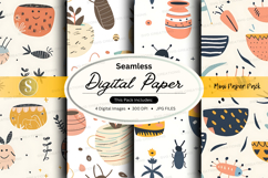 Seamless digital paper pack with floral summer patterns and Product Image 1