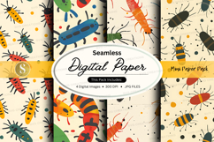 Seamless insect digital paper pack vintage texture backgroun Product Image 1