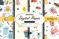 Seamless bug digital paper pack colorful vector background Product Image 1