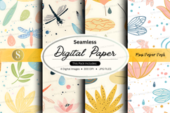 Seamless digital paper pack floral watercolor textures backg Product Image 1