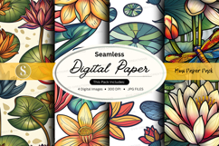 Seamless digital paper floral tropical patterns background Product Image 1