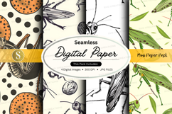 Seamless digital paper pack with insects and polka dots Product Image 1