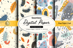 Seamless digital paper pack with bugs and nature patterns Product Image 1