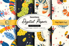 Seamless digital paper pack with insects and patterns Product Image 1