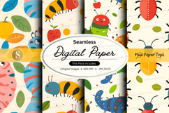 Seamless digital paper pack with colorful insect patterns Product Image 1
