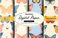 Seamless butterfly digital paper pack background texture Product Image 1