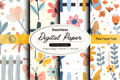 Seamless floral digital paper pack watercolor pastel texture Product Image 1