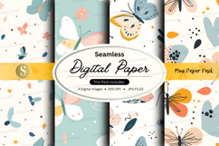 Seamless digital paper pack with floral and animal patterns Product Image 1