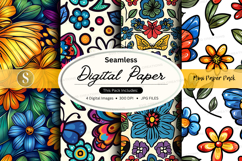 Seamless floral digital paper pack vintage pattern backgroun Product Image 1