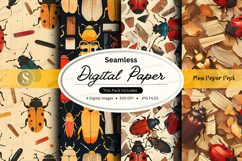 Seamless digital paper pack with insects and floral patterns Product Image 1