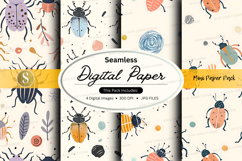 Seamless digital paper pack with bees and flowers pattern Product Image 1