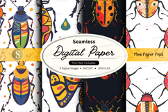 Seamless digital paper pack with colorful bug patterns Product Image 1